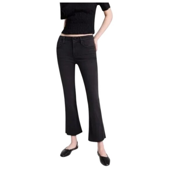 Frame black le crop mini boot cut raw edge jeans size 31 - Picture 1 of 12